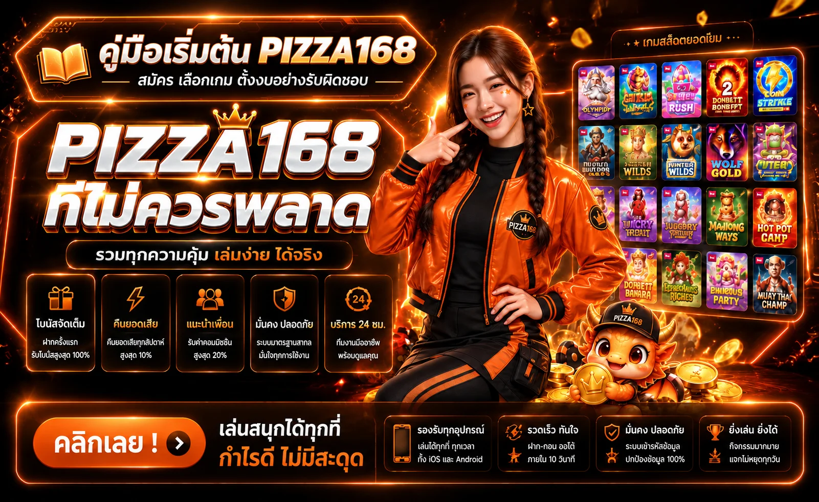 PIZZA168 คู่มือสมัคร เลือกเกม และตั้งงบสำหรับมือใหม่